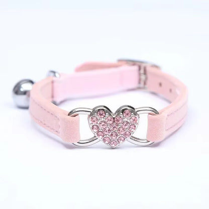 Crystal Elastic Heart Shape  Cat Collar 