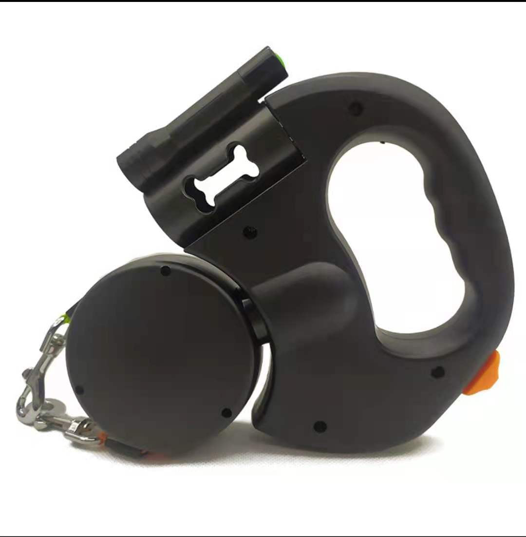 Retractable Reflective Dual Pet Leash Lead 360 Swivel and with Lights 