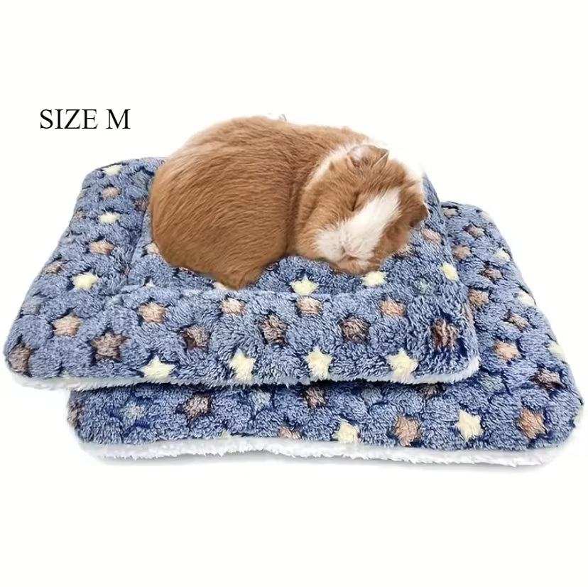 2Pcs Plush Washable Small Animal Bed Mat 