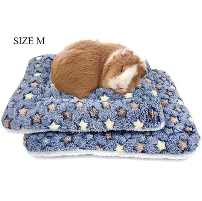 2Pcs Plush Washable Small Animal Bed Mat 