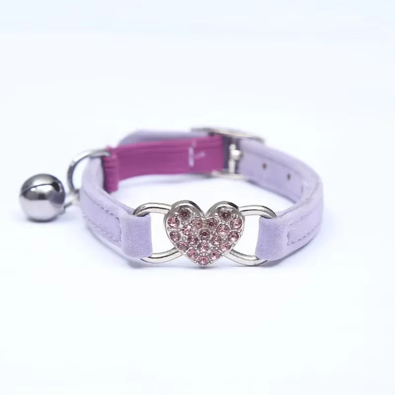 Crystal Elastic Heart Shape  Cat Collar 