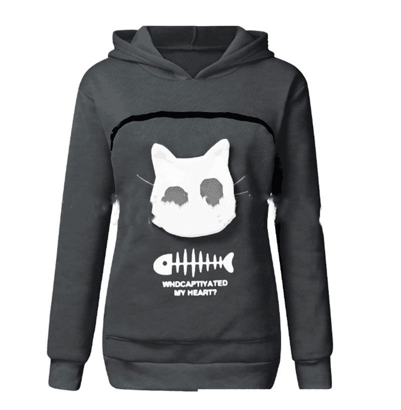  Hoodie Sweatshirt with Cat Pet Pocket 